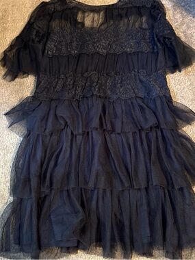 Zara Black Tiered Lace & Tulle Party Dress